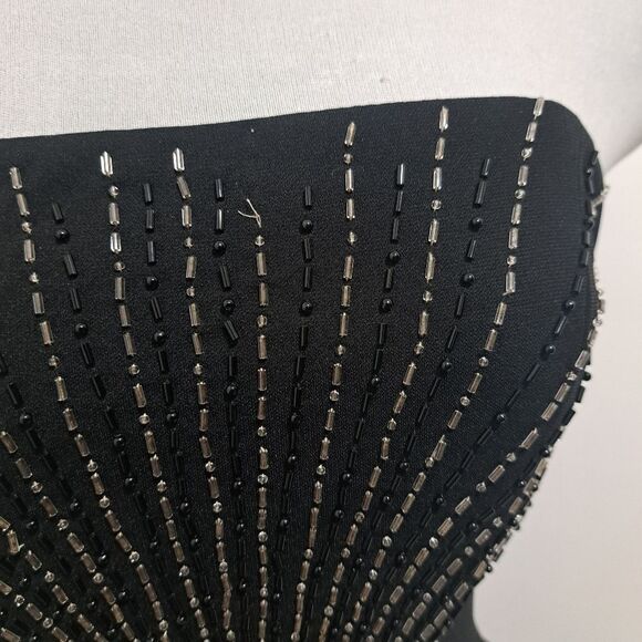 Vintage Cache Beaded Sexy Illusion Hips Novelty Strapless Maxi Dress Sz 4 Black - Picture 12 of 15